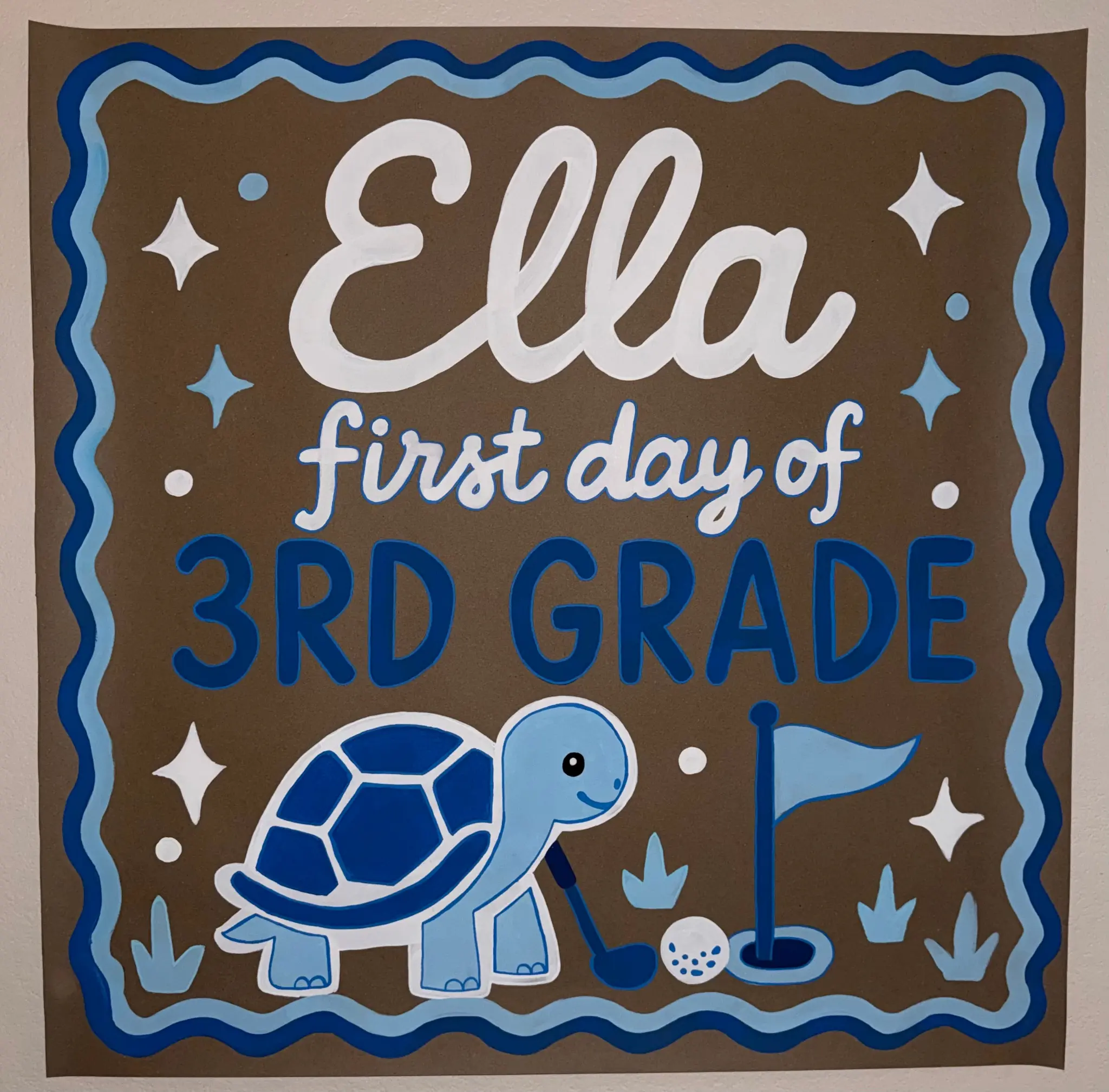 Blue third-grade banner detail