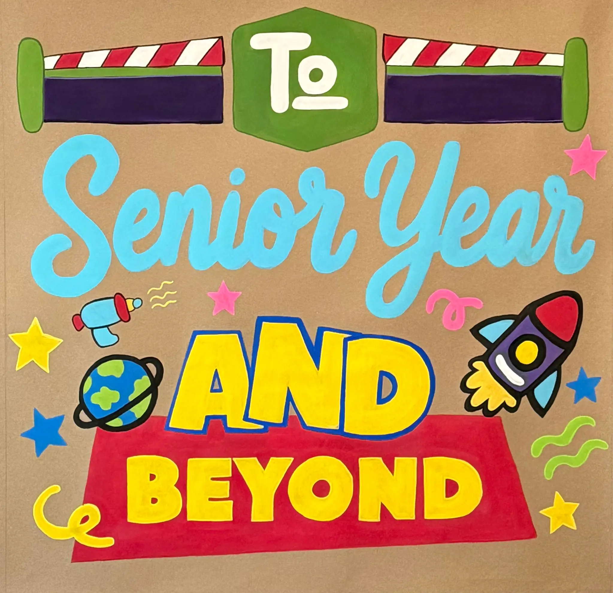 Colorful senior-year banner detail